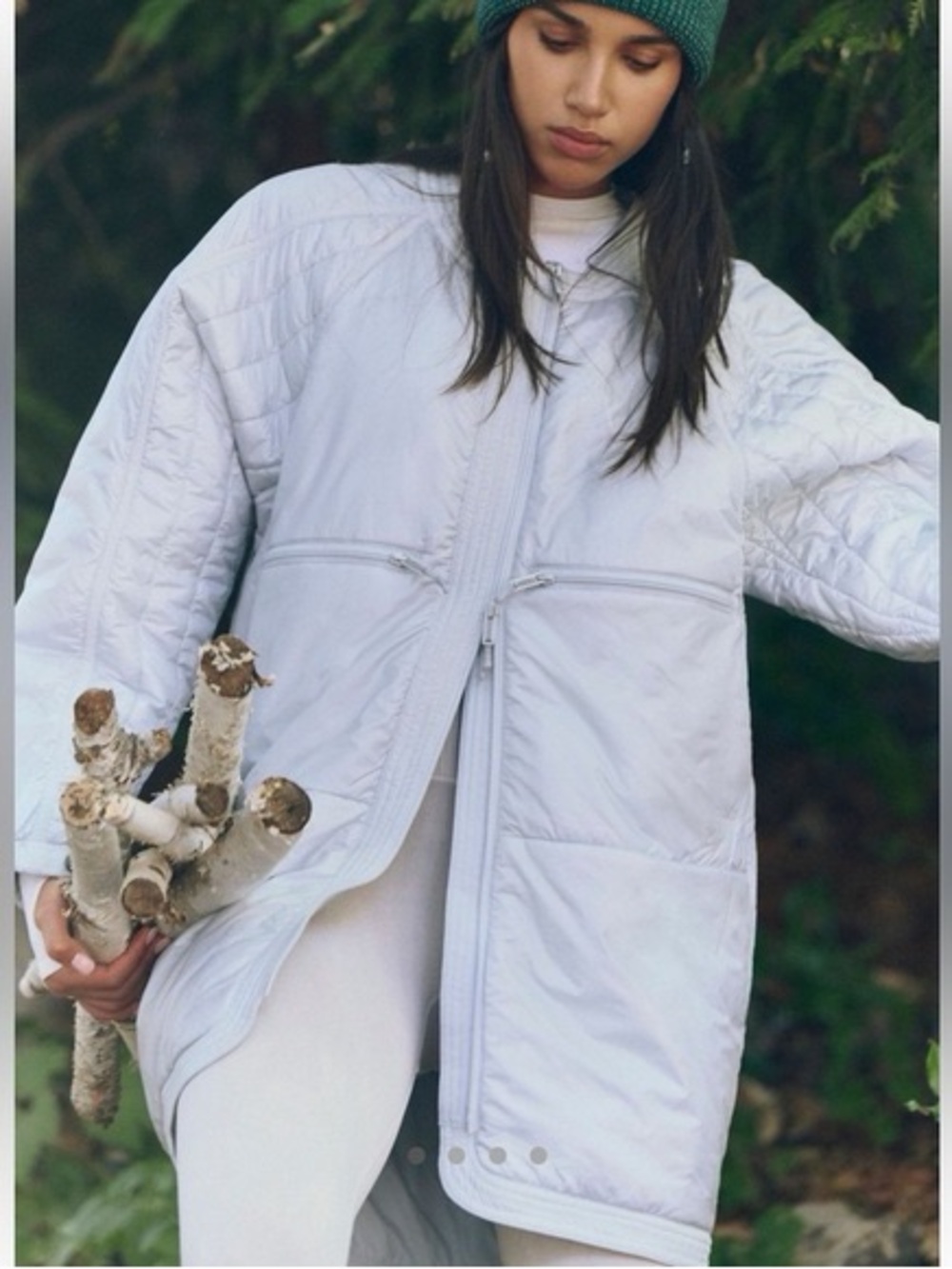 FREE PEOPLE  Light As A Feather Packable Tunic Liner Ice Grey Size M Oversized